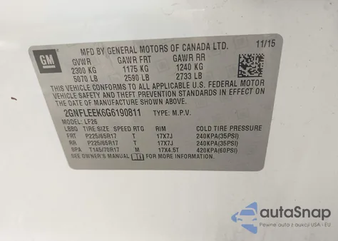 2016 Chevrolet Equinox Ls из США, поврежденный, VIN 2GNFLEEK6G6190811